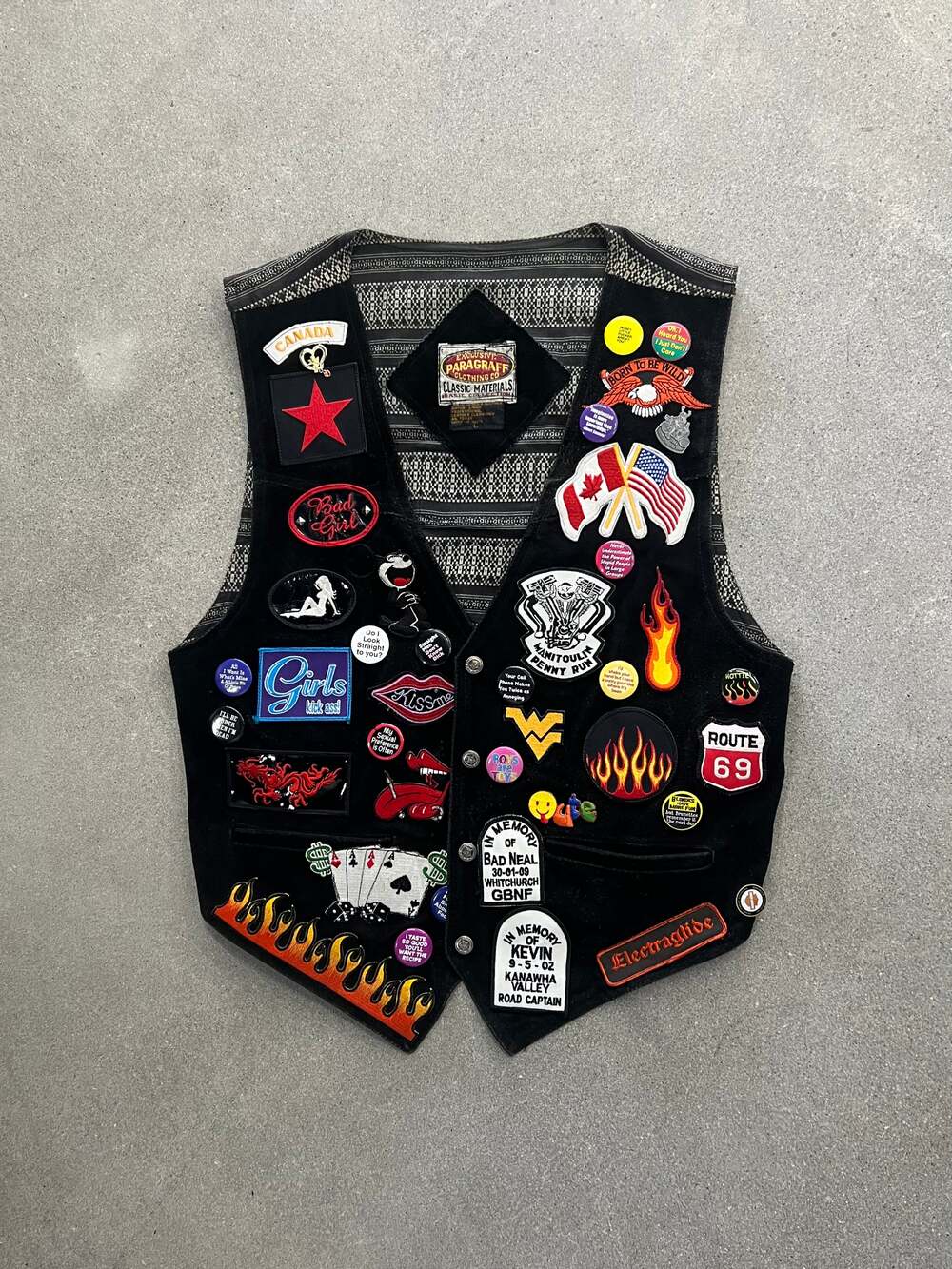 Vintage Patches & Pins Leather Biker Vest - L